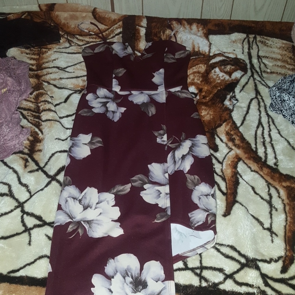 Maroon Floral Cami Dress